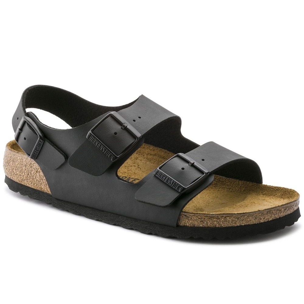 Birkenstock Milano Black Birko-Flor Sandals Mens Size 43 L12 M10 Backstrap